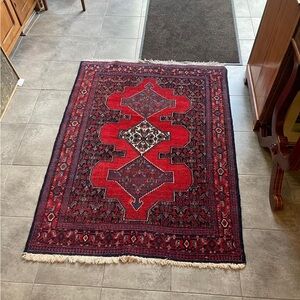 Red and Black Geometric Area Rug